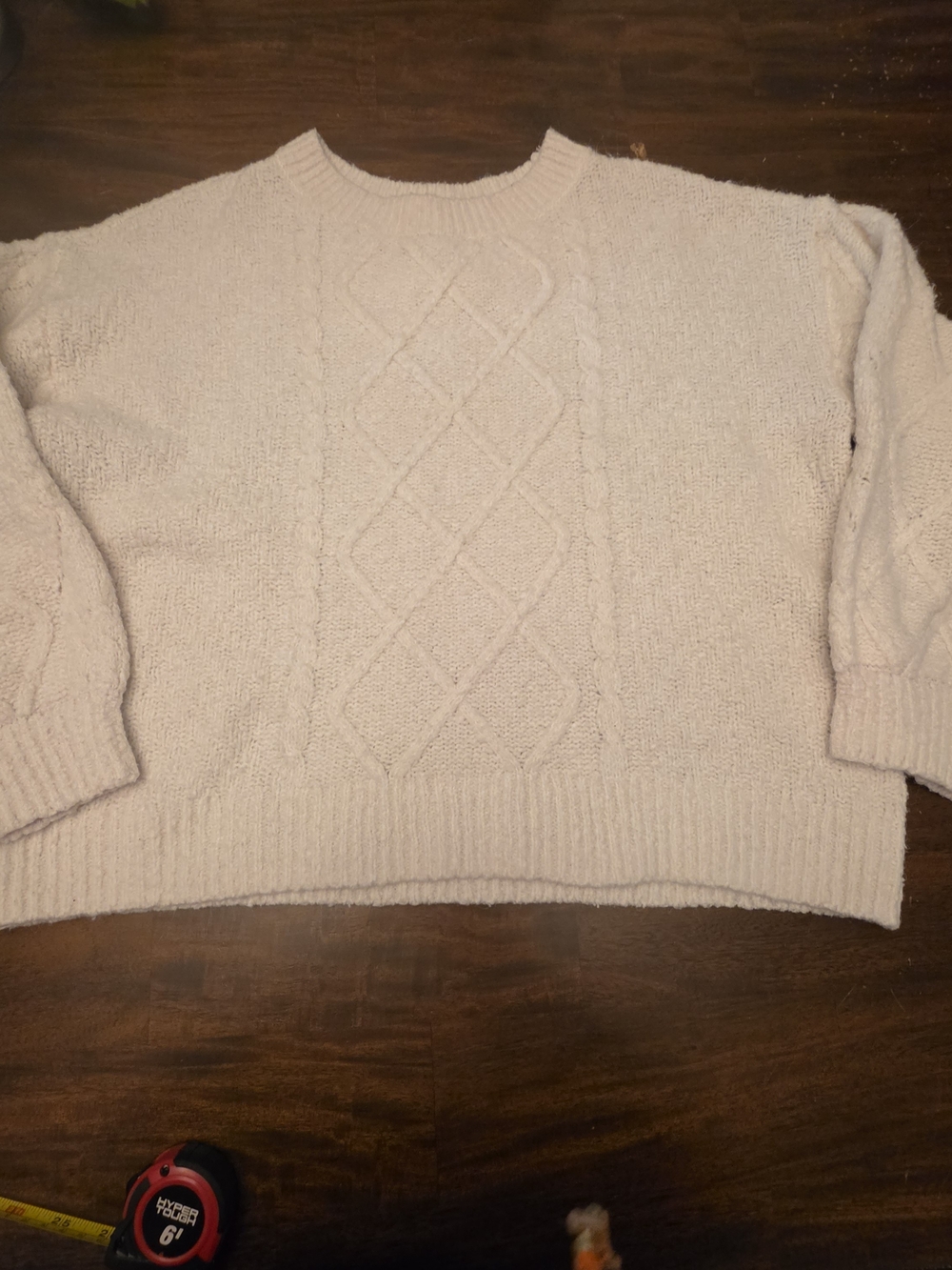 Lucky Brand Cream Textured Knit Crewneck Pullover Sweater - Size Large